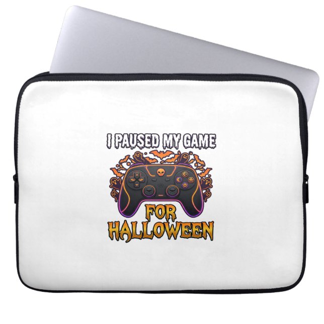 Paused Game Halloween Controller Bats Ghosts_1 Laptop Sleeve (Front)