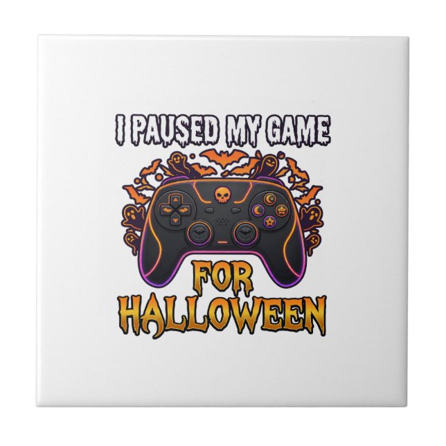 Paused Game Halloween Controller Bats Ghosts_1 Tile (Front)