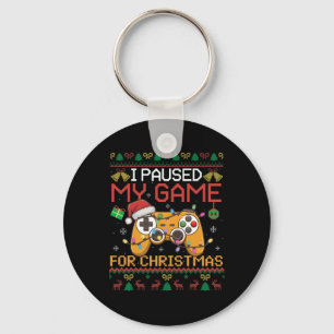 Paused My Game Christmas Gamer Xmas Controller Men Key Ring