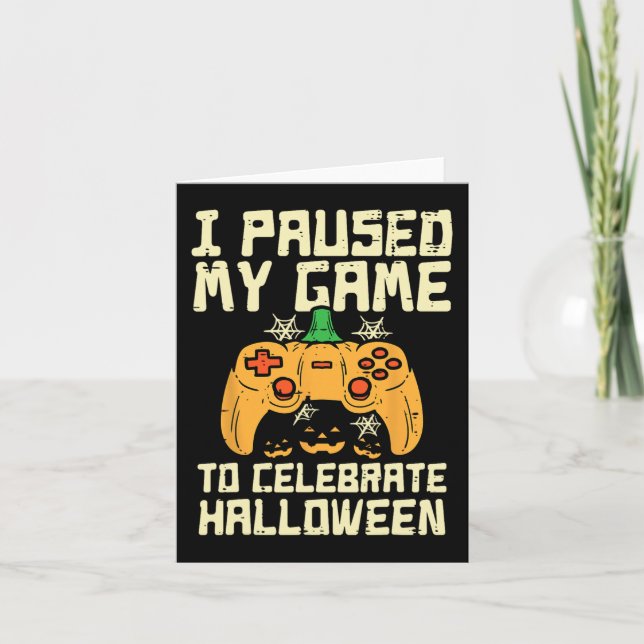 Paused My Game Halloween Gamer Gaming Costume Boys Card (Front)