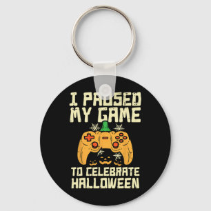 Paused My Game Halloween Gamer Gaming Costume Boys Key Ring