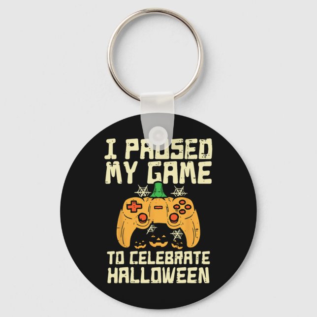 Paused My Game Halloween Gamer Gaming Costume Boys Key Ring (Front)