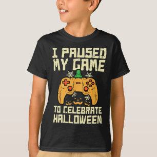 Paused My Game Halloween Gamer Gaming Costume Boys T-Shirt