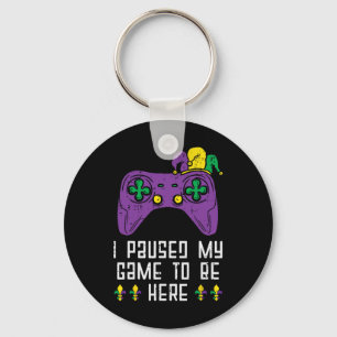 Paused My Game Mardi Gras Video Gaming Gamer Boys Key Ring