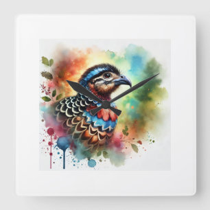 Pava Aburria 110724AREF124 - Watercolor Square Wall Clock