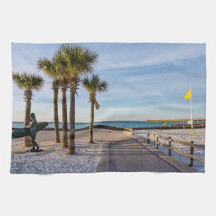 Paved Walkway To Pensacola Beach Kitchen Towel