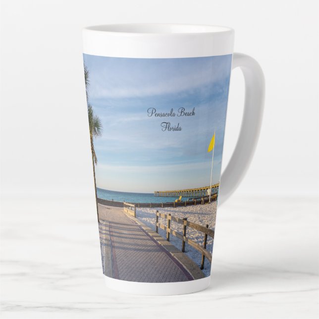 Paved Walkway To Pensacola Beach Latte Mug (Right Angle)