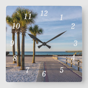 Paved Walkway To Pensacola Beach Wall Clock