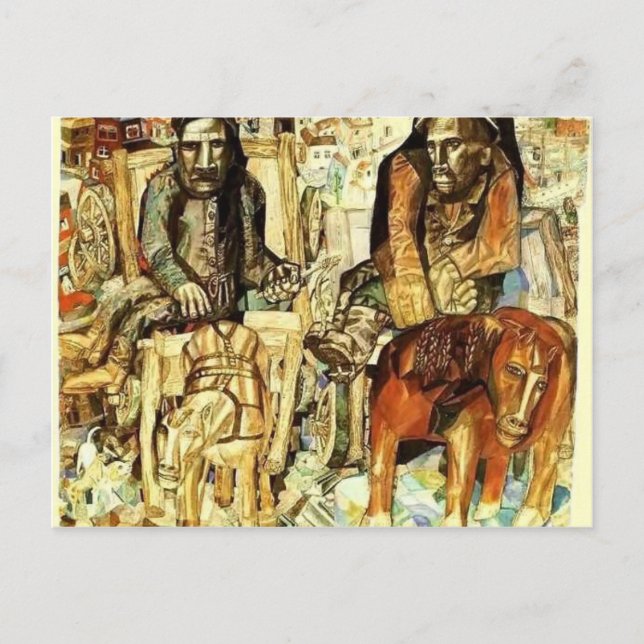 Pavel Filonov- The Dray Men Postcard (Front)