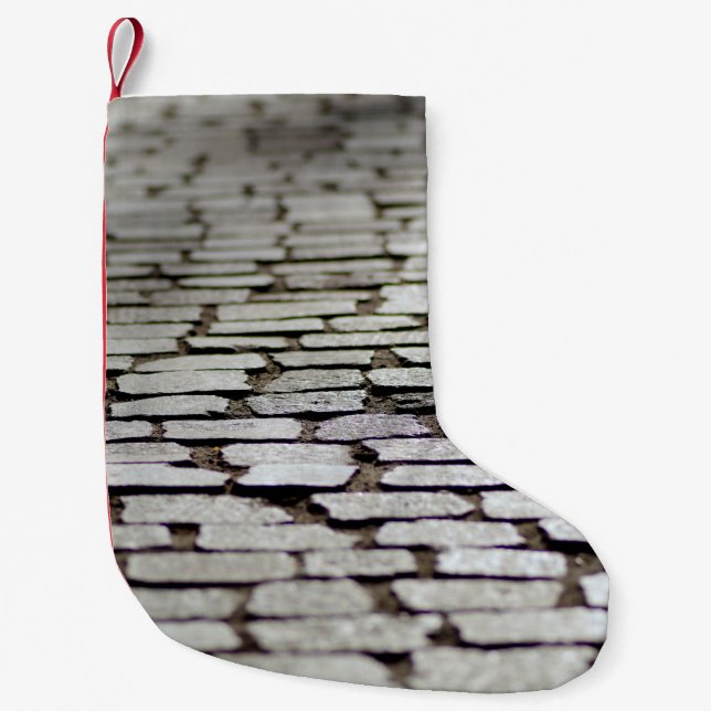 Pavement cobblestones walkway small christmas stocking (Front)