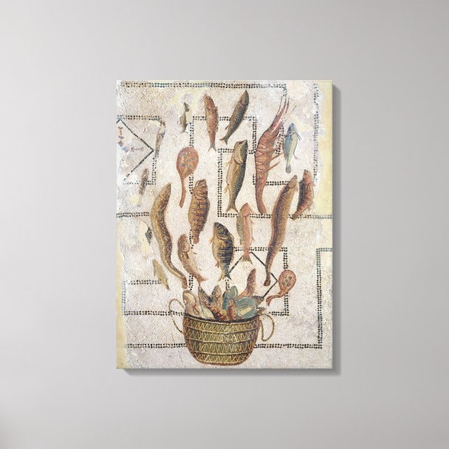Pavement depicting fish escaping from a basket canvas print (Front)