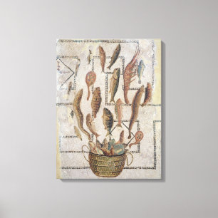 Pavement depicting fish escaping from a basket canvas print