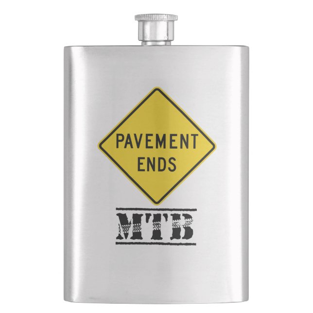 Pavement Ends Mountain Biking Hip Flask (Front)