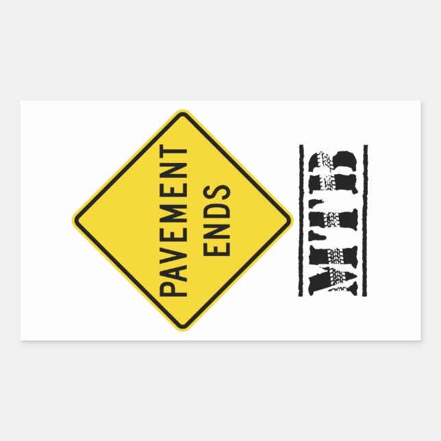 Pavement Ends Mountain Biking Rectangular Sticker (Front)