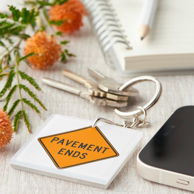 Pavement Ends Road Sign Traffic Warning Key Ring (Creator Uploaded)
