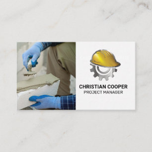 Paver   Construction Hard Hat Gear Logo Business Card