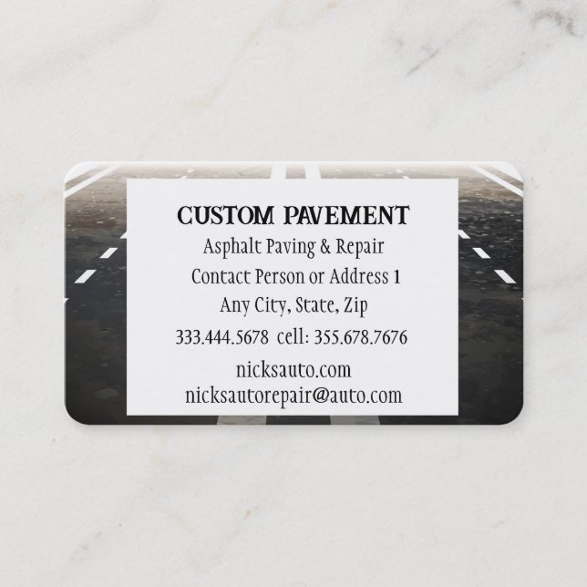 Paving, Asphalt, Roads Business Cards (Front)