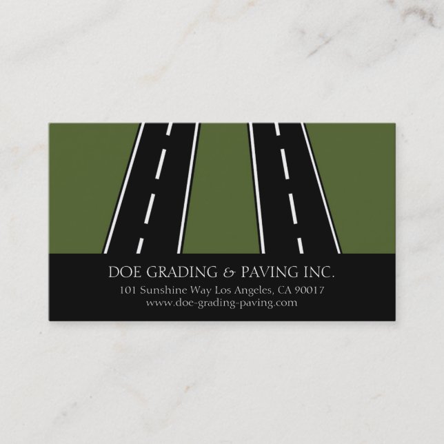 Paving Grading General Contractor Asphalt Roads Business Card (Front)