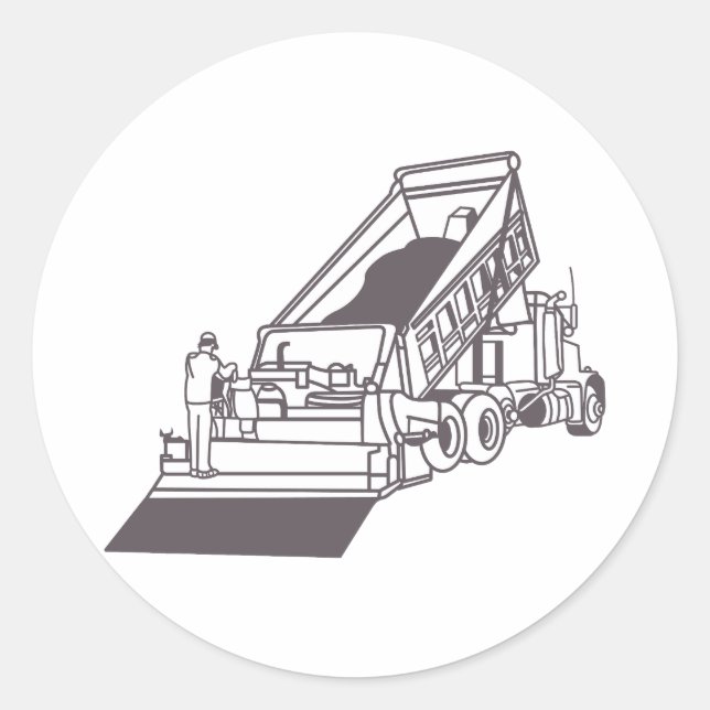 Paving Truck Outline Classic Round Sticker (Front)