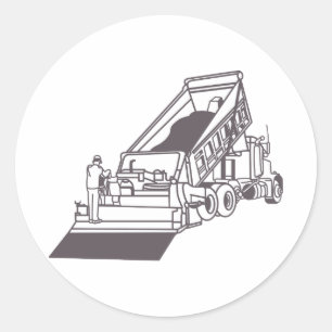 Paving Truck Outline Classic Round Sticker