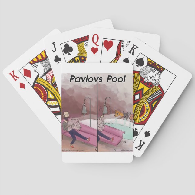 Pavlov's Pool Funny Cartoon Playing Cards (Back)