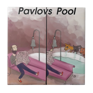 Pavlov's Pool Funny Cartoon Tile