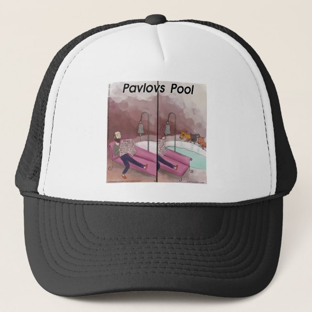 Pavlov's Pool Funny Cartoon Trucker Hat (Front)