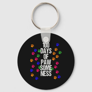 Paw 100 Days School Animal Fun Happy Gift Outfit Key Ring