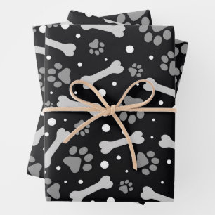 Paw and Bone Pattern Wrapping Paper Sheet