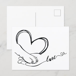 Paw and Hand Love Postcard