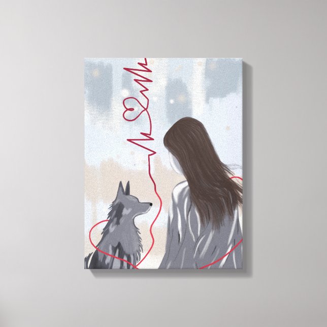 Paw and Heart II – Animal and Human Love Canvas Print (Front)