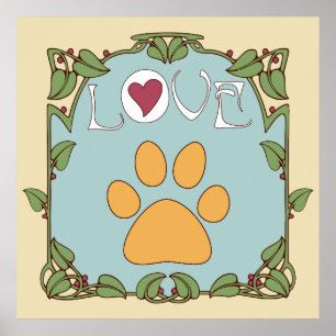 Paw Art Nouveau Poster