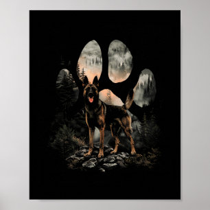 Paw Belgian Malinois Dog Mum Dad Mountains Sunset  Poster