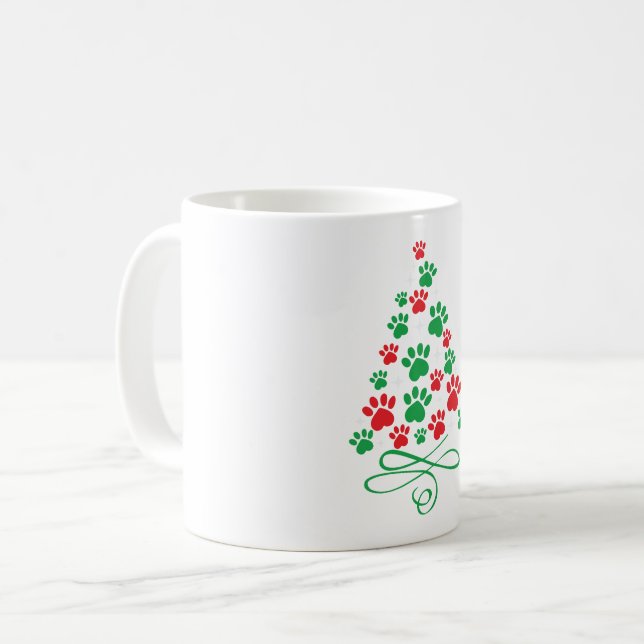 Paw Christmas Tree Coffee Mug (Front Left)
