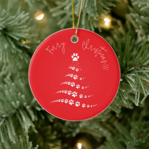 Paw Christmas Tree Furry Christmas Ceramic Tree Decoration
