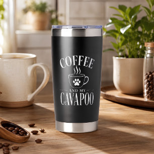 Paw Coffee And My Cavapoo Lover Black Insulated Tumbler