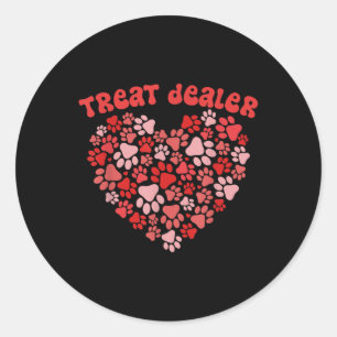 Paw Design Shirt Treat Dealer Dog Lover Heart Paw Classic Round Sticker