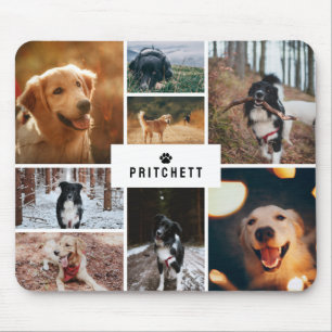 Paw Dog Photo Collage & Monogram Mouse Mat