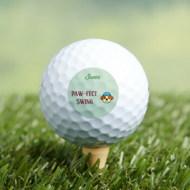 Paw-fect Swing  Dog -Name/ Initial  Golf Balls (Insitu Tee)