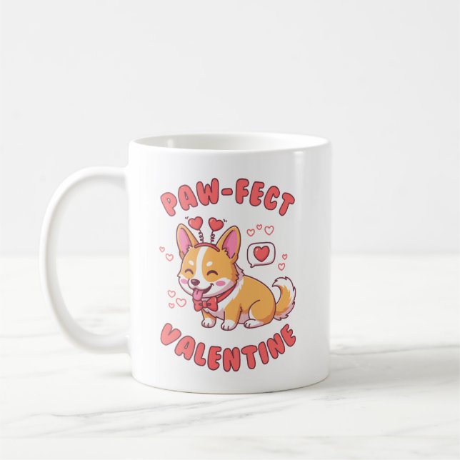 Paw-Fect Valentine - Corgi Dog Valentine Gift Coffee Mug (Left)
