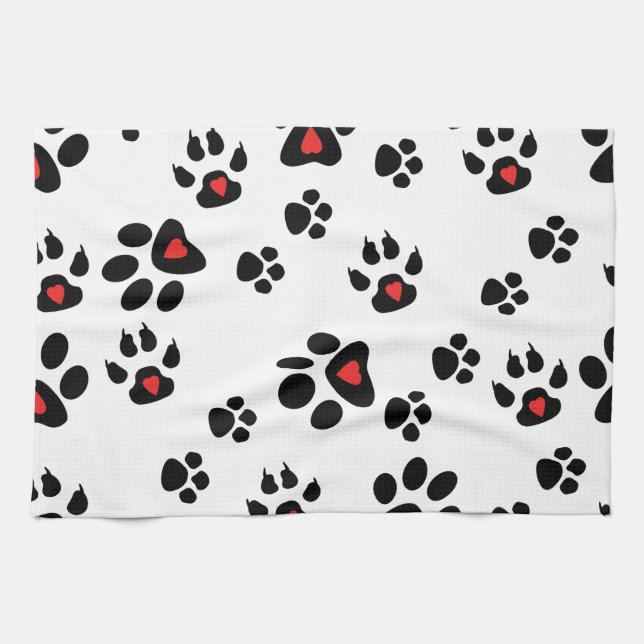 Paw Foot Prints Tea Towel (Horizontal)