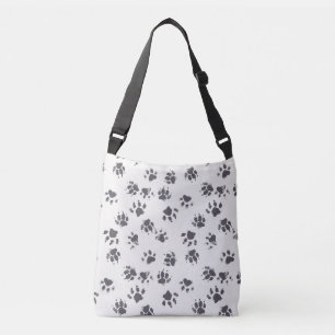 Paw Footprints: Dog Monochrome Seamless. Crossbody Bag