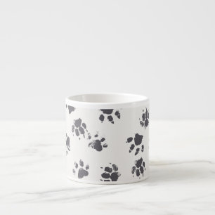 Paw Footprints: Dog Monochrome Seamless. Espresso Cup