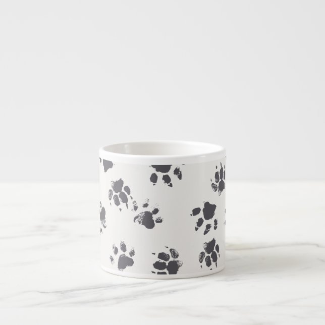 Paw Footprints: Dog Monochrome Seamless. Espresso Cup (Front)