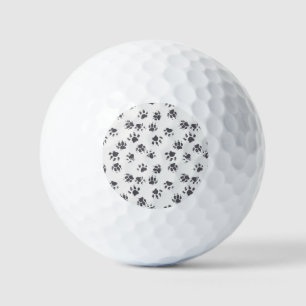 Paw Footprints: Dog Monochrome Seamless. Golf Balls