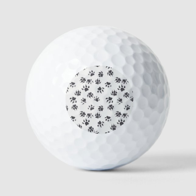 Paw Footprints: Dog Monochrome Seamless. Golf Balls (Front)