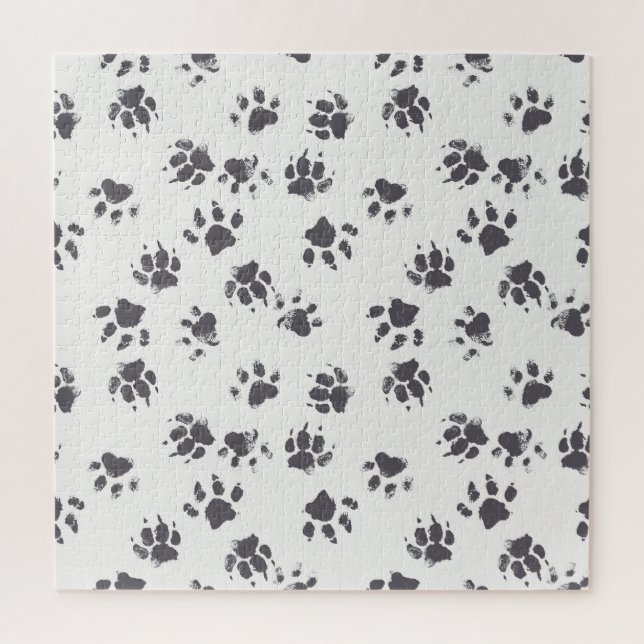 Paw Footprints: Dog Monochrome Seamless. Jigsaw Puzzle (Vertical)