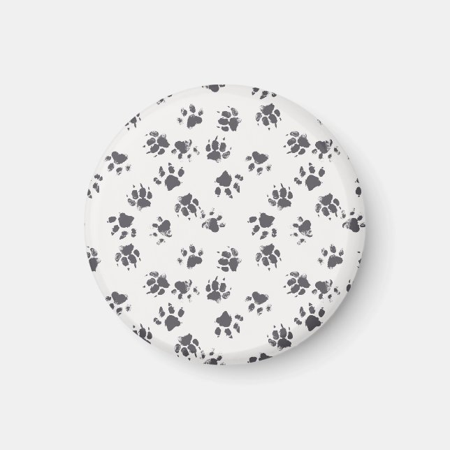 Paw Footprints: Dog Monochrome Seamless. Magnet (Front)