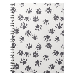 Paw Footprints: Dog Monochrome Seamless. Notebook
