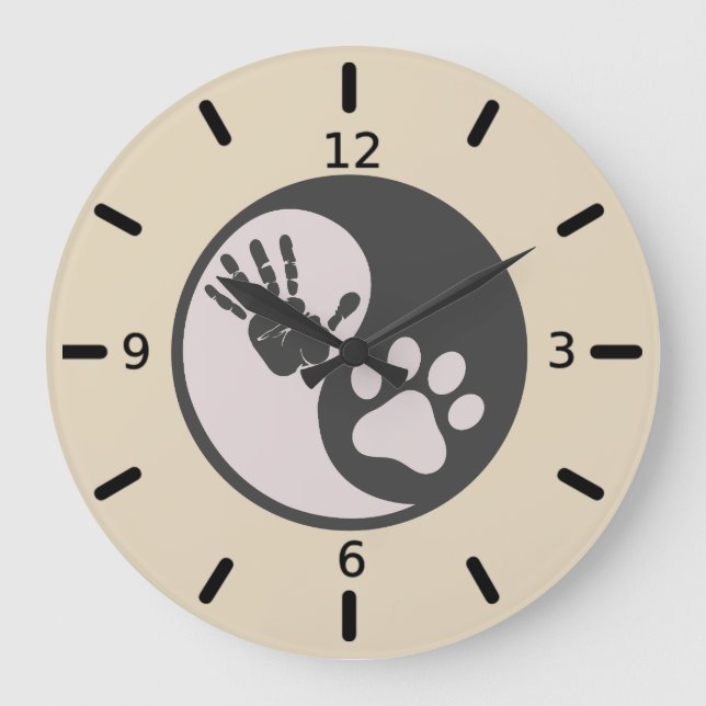 Paw Hand Yin Yang Large Clock (Front)